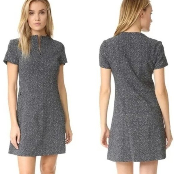 Theory Apalia Tweed Twill Print Crepe A-Line Dress - Picture 1 of 5